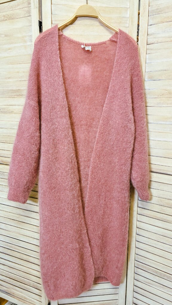 Italialainen Kid Mohair (80%) onesize (XS-XL), pitkä villatakki