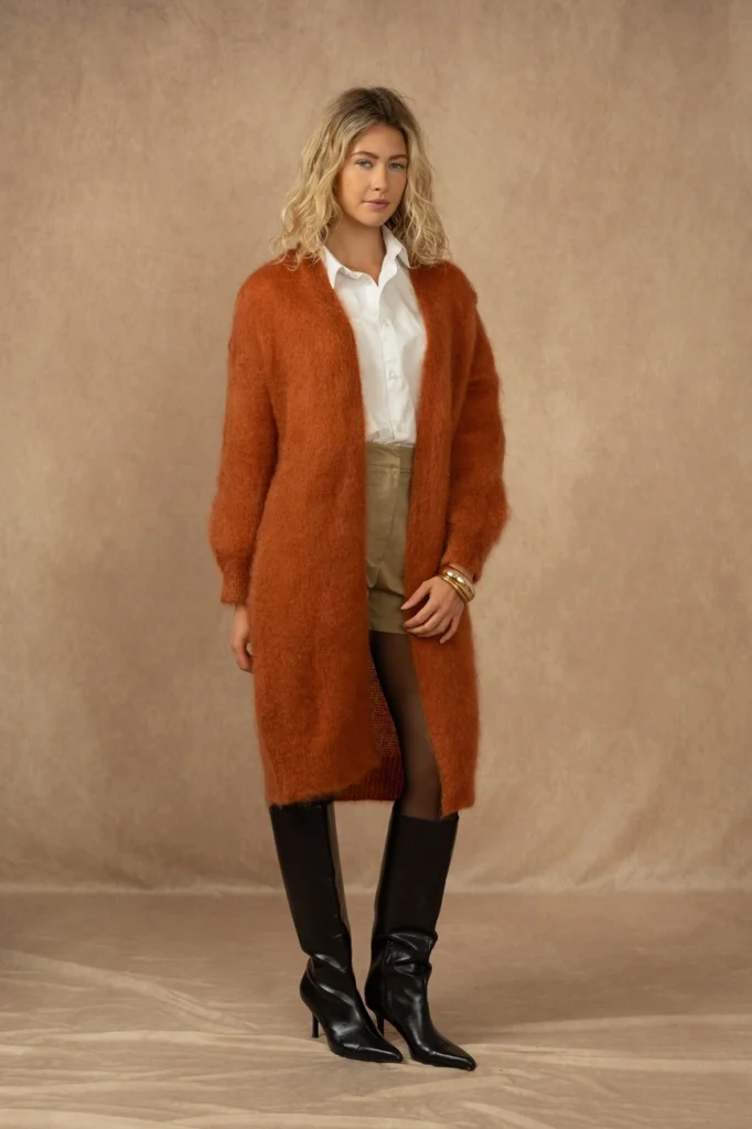 Italialainen Kid Mohair (80%) onesize (XS-XL), pitkä villatakki