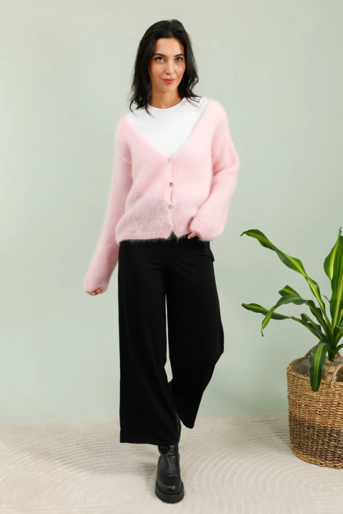 Ylellinen, italialainen 80% Kid Mohair neuletakki simpukankuori-napeilla, Onesize (S-XL)/useita värejä