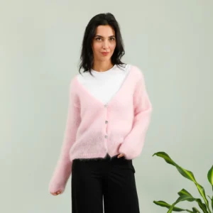 Ylellinen, italialainen 80% Kid Mohair neuletakki simpukankuori-napeilla, Onesize (S-XL)/useita värejä