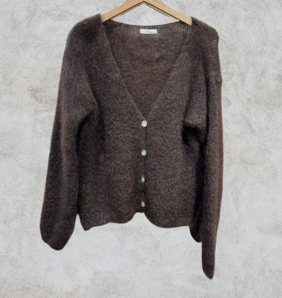 Ylellinen, italialainen 80% Kid Mohair neuletakki simpukankuori-napeilla, Onesize (S-XL)/useita värejä