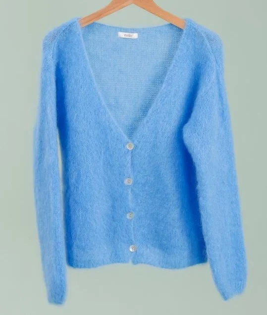 Ylellinen, italialainen 80% Kid Mohair neuletakki simpukankuori-napeilla, Onesize (S-XL)/useita värejä